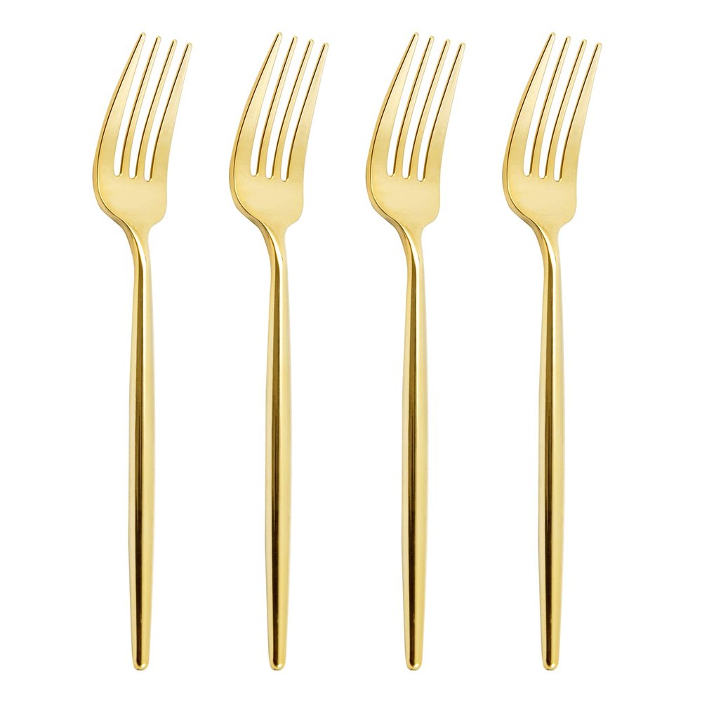 U-QE 180Pcs Gold Plastic Forks - 7.6 Inch Heavy Duty Plastic Forks, Heavyweight Gold Plastic Silverware Perfect For Parties & Weddings and Other Daily Events