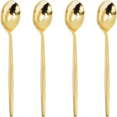 U-QE 180Pcs Gold Plastic Spoons, Disposable Heavy Duty Plastic Spoons, Heavyweight Plastic Spoons, Gold Plastic Silverware Perfect For Parties, Weddings and Other Daily Events