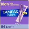 Tampax Radiant Tampons, with LeakGuard Braid, Light Absorbency, Up to 100% Leak and Odor Free Protection, Unscented, 84 Count (3 Packs of 28) view 1