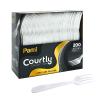 PAMI Heavy Weight Disposable Plastic Forks [200-Pack] - Bulk King Size Deluxe White Plastic Silverware For Parties, Weddings, Catering Food Stands, Takeaway- Heavy-Duty Single-Use Partyware Forks view 1