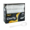 PAMI Heavy Weight Disposable Plastic Soup Spoons [200-Pack] - Bulk King Size Deluxe White Plastic Silverware For Parties, Weddings, Catering Food Stands, Takeaway- Heavy-Duty Single-Use Partyware view 1