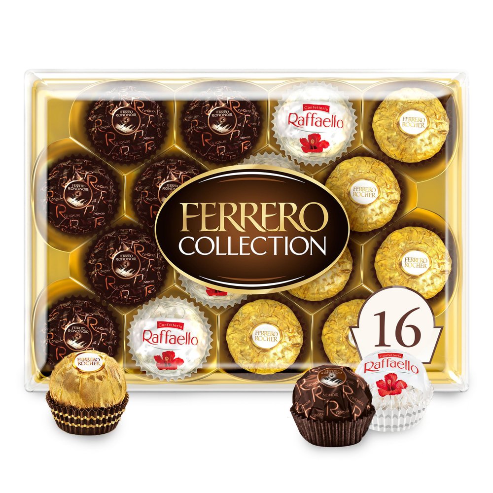 Ferrero Collection Gourmet Gift Box, 16 Assorted Chocolates with Dark Chocolate, Coconut, and Milk Chocolate, 6.1 oz