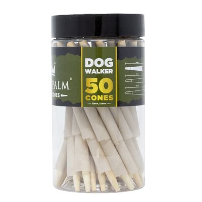 King Palm Dog Walker Cones - Bulk 50 Count Pre Rolled Cones - Prerolled Cones 70mm/26mm - Natural Pre Rolled Rolling Paper with Tips