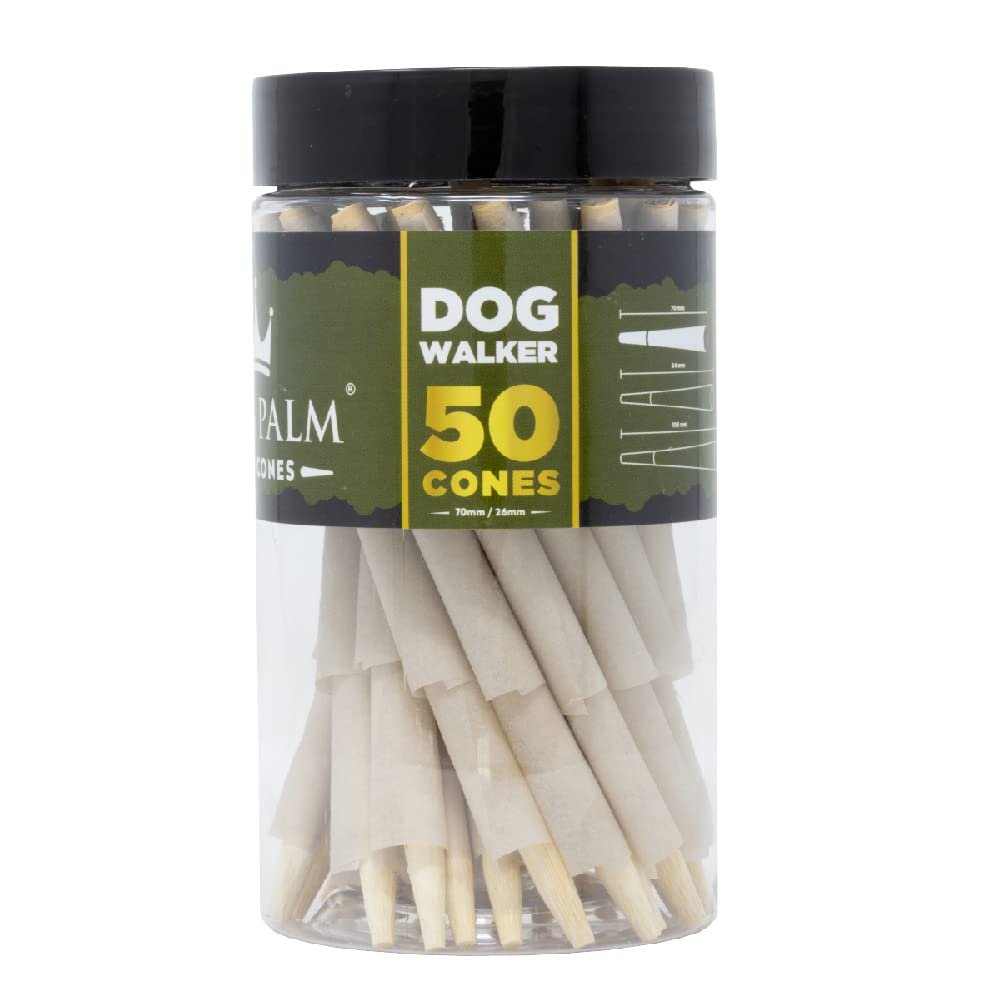 King Palm Dog Walker Cones - Bulk 50 Count Pre Rolled Cones - Prerolled Cones 70mm/26mm - Natural Pre Rolled Rolling Paper with Tips