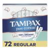 Tampax Pure Cotton Tampons, Contains 100% Organic Cotton Core, Regular Absorbency, Unscented, 24 Count x 3 Packs (72 Count Total) view 1