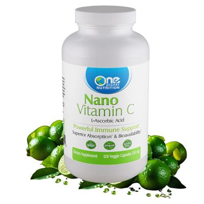 One Planet Nutrition Nano Vitamin C 250 mg Veggie Capsules (240 Servings), Ascorbic Acid from Lime Extract, Nano for Enhanced Absorption, Supports Collagen Production & Immune Health, Non-GMO, Vegan