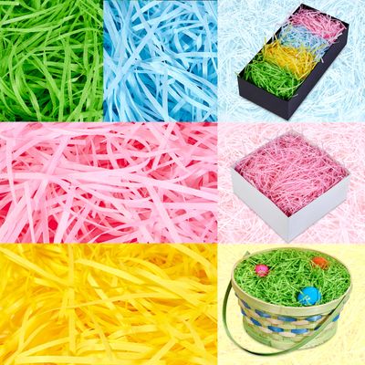 JOYIN 0.75 LB Easter Fake Grass Paper Shred Filler(12 Oz) for Basket Boxes Filling, DIY Gift Wrap Crinkle, Wedding Birthday Engagement Party Decoration, Easter Egg Hunt(Pink, Yellow, Sky Blue, Green)