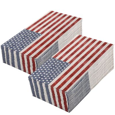 100 Pieces Patriotic Guest Napkins American Flag 3-Ply Disposable Paper Napkins 4th of July Hand Towel Decorative Dinner Napkin for Independence Day Kitchen Bathroom Party Tableware