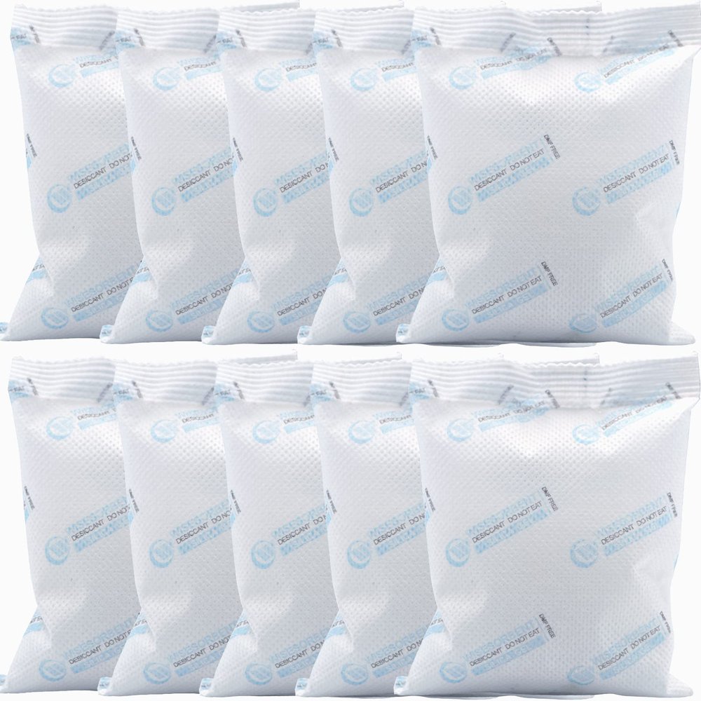 Wisesorb 10Pcs 100 Gram Silica Gel Packets, Dessicant Packs for Storage, Pure and Safe Desiccant, Moisture Absorber Silica Gel Beads Packs for Moisture Control