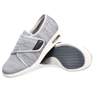 W&LESVAGO Women's Wide Width Diabetic Walking Shoes with Adjustable Closures,Non-Slip Lightweight Sneakers with Classic Air Cushion for Diabetic Edema Plantar Fasciitis(9#, Mix Knit Grey)
