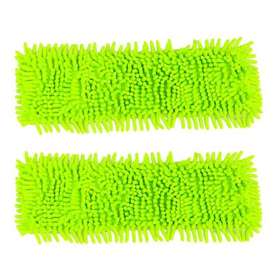FOMIYES 2Pcs Mop Head Replacement Cloth Soft Flat Mop Refill Pads Water Absorption Mop Pads Accessories for Home Floor Cleaning Green