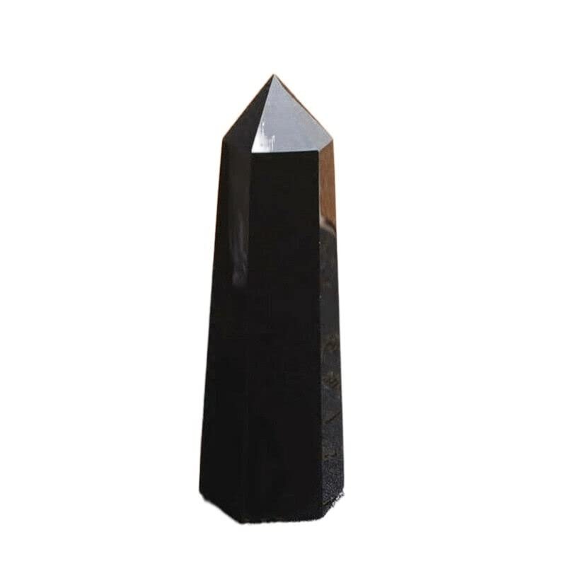 HXSCOO 100% Natural Black Obsidian Quartz Crystal Stone Point Single Terminated Hexagonal Wand Healing Home Decoration (Size : 5-6cm)