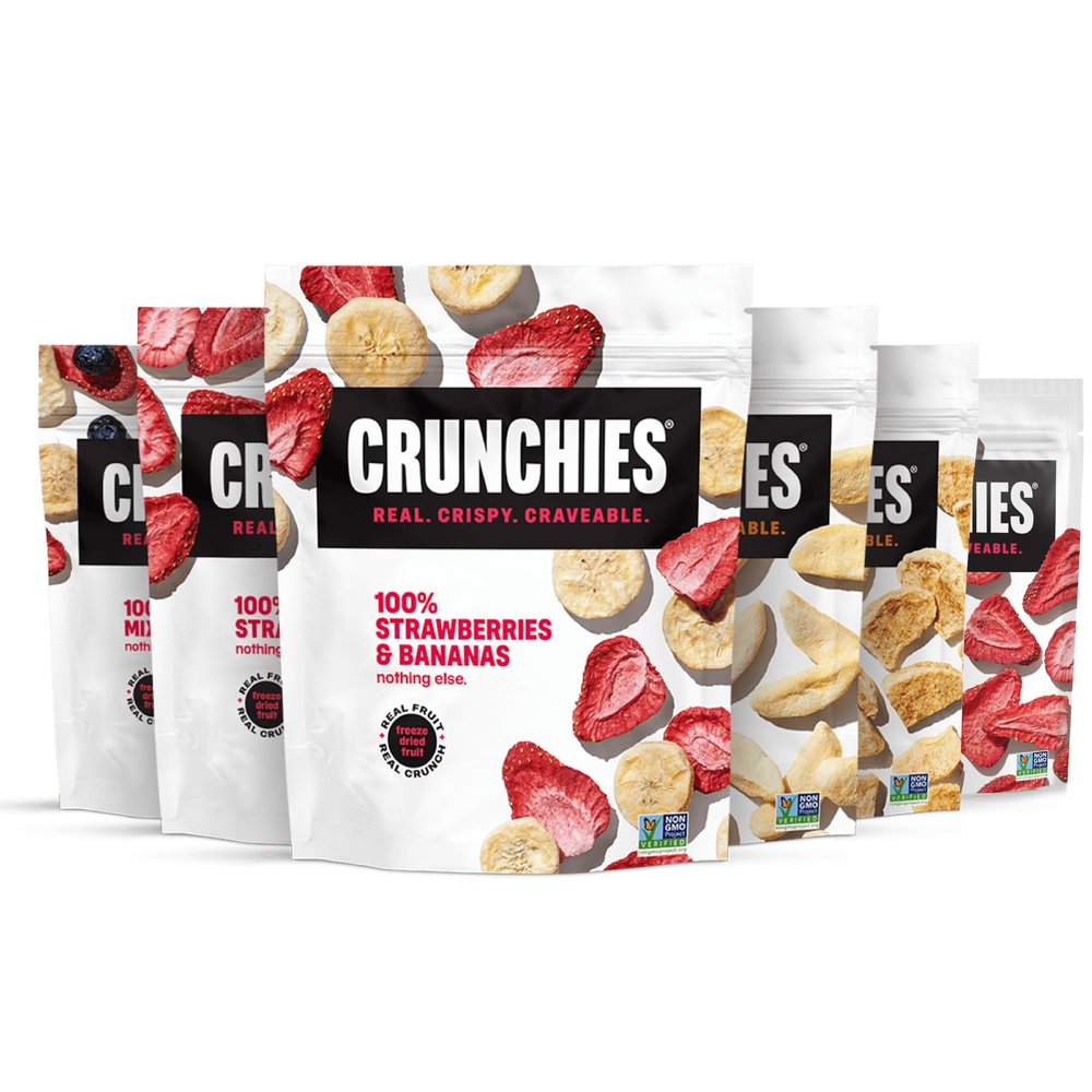 Crunchies Freeze-Dried Fruit Variety Packs, 100% All Natural Crispy Fruit, Non GMO and Kosher, Resealable Freeze Dried Fruit Snack Bags, Pack of 6 (5 Flavor Variety Pack)