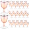 Thenshop 50 Pack 5 oz Plastic Champagne Flutes Clear Disposable Wine Glasses Cups with Stem Reusable Goblets Shatterproof Cocktail Cups for Mother's Day Wedding Party Holiday Dessert(Rose Gold Rim) view 1