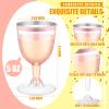 Thenshop 50 Pack 5 oz Plastic Champagne Flutes Clear Disposable Wine Glasses Cups with Stem Reusable Goblets Shatterproof Cocktail Cups for Mother's Day Wedding Party Holiday Dessert(Rose Gold Rim) view 2