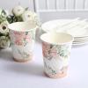 Efavormart 25 Pack | 9oz Peony Flower Gold Foil Elegant Wedding Shower Paper Cups, Disposable Party Cups view 1