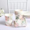 Efavormart 25 Pack | 9oz Peony Flower Gold Foil Elegant Wedding Shower Paper Cups, Disposable Party Cups view 2