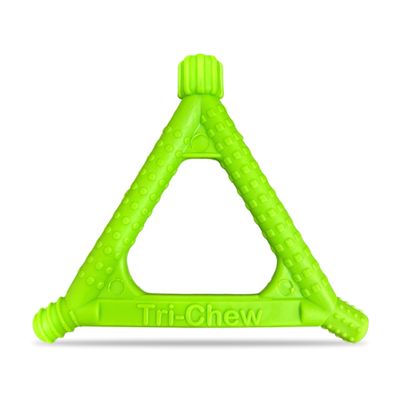 Beckman Oral Motor Tri Chew - Child Oral Motor Tool, Chewy Tubes for Sensory Kids, Autism Chew Tools, Stimulates Gums, Tongue & Lips, Triangular Grip, Dishwasher Safe, Firm Green Teether