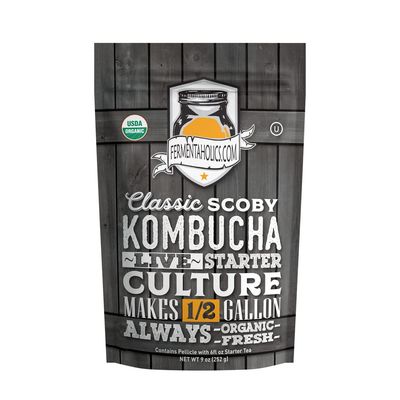 Fermentaholics Kombucha SCOBY - Live Starter Culture  Start A Half Gallon Batch  Six Ounces Of Strong Mature Starter Tea - Brew Your Own Kombucha