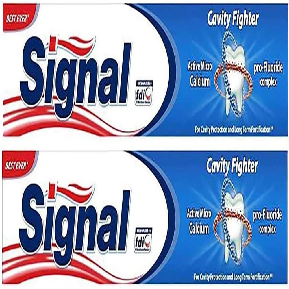 2 Box Signal Anti Caries Toothpaste Cavity Fighter Best Ever Active Micro Calcium Pro Fluoride Complex for Cavity Protection & Long Term Fortification (4.23 oz 120 ml Each One)   