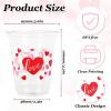Whaline 50Pcs 12oz Valentine's Day Cups Pink Red Disposable Clear Plastic Cups with Heart Straw for Coffee Juice Drinks Party Supplies view 2