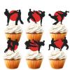 18pcs Black Glitter Dessert Cupcake Topper Karate Taekwondo Fitness Sports Theme Decor Supplies Men Boys Happy Birthday Party Decorations view 1