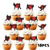 18pcs Black Glitter Dessert Cupcake Topper Karate Taekwondo Fitness Sports Theme Decor Supplies Men Boys Happy Birthday Party Decorations view 3
