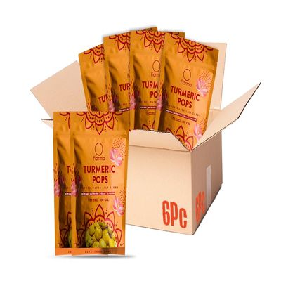 Karma Turmeric Popped Water Lily Seeds - 3g Protein, Gluten-Free, Vegan, Non-GMO - Healthy Snack with Turmeric Spice for On-the-Go Energy - 1 oz (Pack of 6)