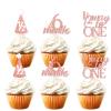 18pcs Pink Glitter 6 Months Dessert Cupcake Topper Cheer to 1/2 Way to One Theme Decor Supplies Baby Shower Boys Girls Happy Half Birthday Party Decorations view 1