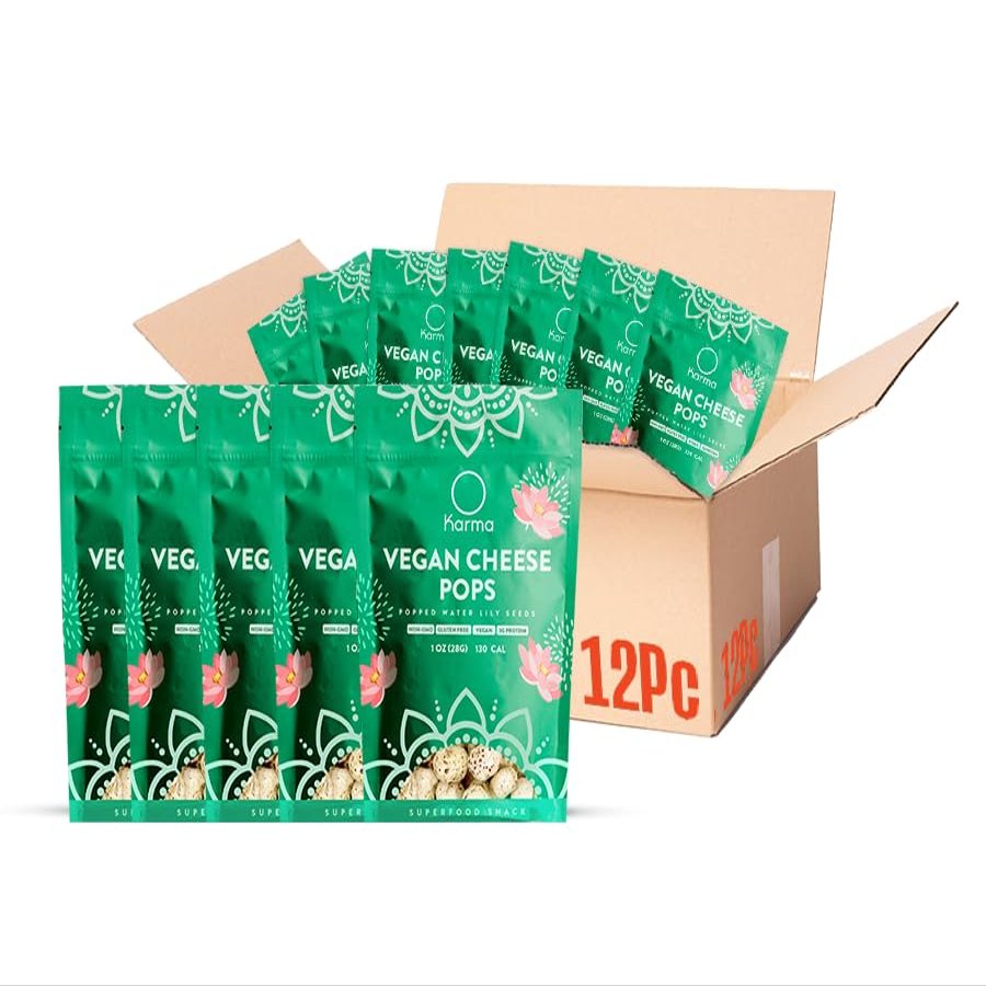 Karma Vegan Cheese Popped Water Lily Seeds - 3g protein, Gluten-Free, Vegan Cheese, Non-GMO - Flavor for Healthy Snacking On-the-Go - 1oz (Pack of 12)
