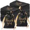 Roowest 100 Pcs Thank You Satin Gift Bags Drawstring Jewelry Candy Pouches for Wedding Bridal Shower Baby Shower Favor Drawstring Bag for Birthday Holiday Party(4 x 6 Inch,Black) view 1