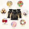 Roowest 100 Pcs Thank You Satin Gift Bags Drawstring Jewelry Candy Pouches for Wedding Bridal Shower Baby Shower Favor Drawstring Bag for Birthday Holiday Party(4 x 6 Inch,Black) view 3