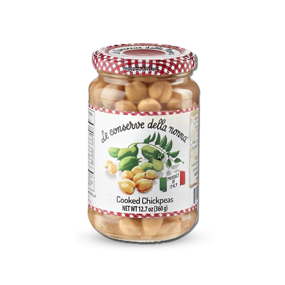 Della Nonna Cooked Chickpeas Vegetable Preserve - Italian Preserved Beans - No Artificial Preservatives Added - Traditional Soup & Broth Ingredients - Healthy & Tasty Cooked Chickpeas - 12.7 oz