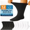 Special Essentials Diabetic Socks for Men & Women  12 Pairs of Non-Binding Extra Wide Top Cotton Neuropathy Socks  Crew Length, White and Black, 10-13 view 1