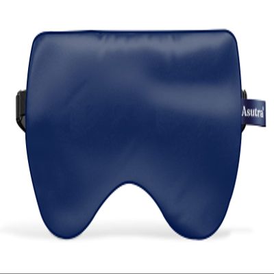ASUTRA Silk Eye Pillow for Sleep, Navy - Filled w/Lavender Buds & Flax Seeds, Weighted Eye Mask, Meditation & Light Blocking Blindfold, Cooling Gel Mask Included