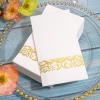 WDF 150Pack Gold Napkins Disposable - 3ply White and Gold Paper Napkins, Premium Quality Elegant Disposable Thanksgiving Napkins, Party Napkins Dinner Napkins for Bridal Shower Wedding Birthday view 3