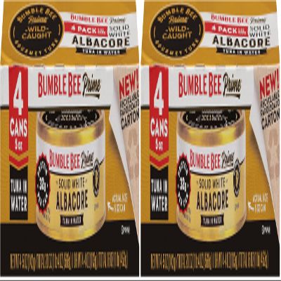 Bumble Bee Prime Solid White Albacore Tuna in Water, Premium Wild Caught Tuna - 31g Protein per Serving - Non-GMO Project Verified, Gluten Free, Kosher, 5 Ounce Easy Open Cans (Pack of 8)