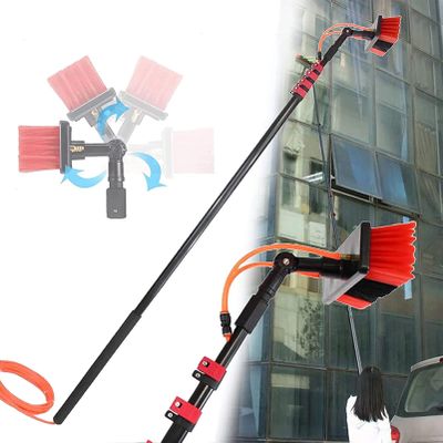 SHENUZ Water Fed Pole Kit, Water Fed Telescopic Brush, Extendable Cleaner Conservatory Roof, with 4-Hole Water Fed Brush Head for Window Glass, Solar Panel,36FT/10.8M