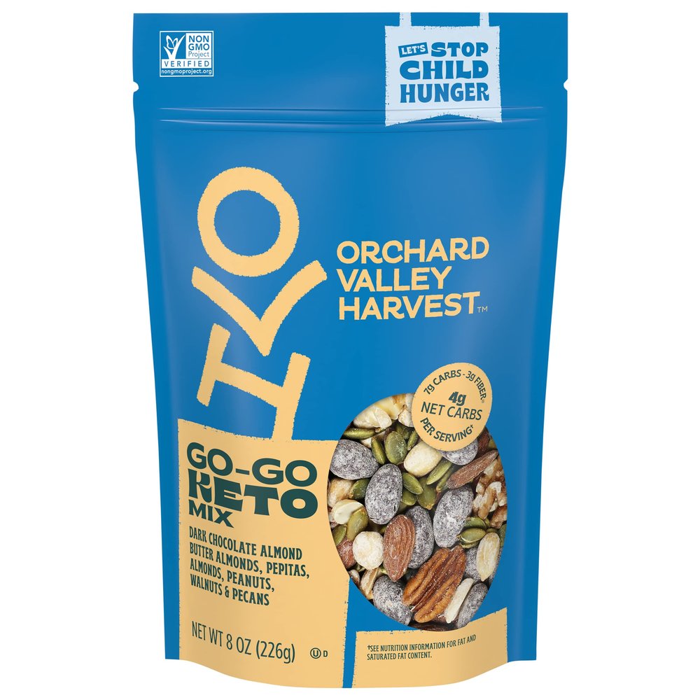 Orchard Valley Harvest Go Go Keto Mix, 8 oz (Pack of 1), Dark Chocolate Almond Butter Almonds, Pepitas, Almonds, Peanuts, Walnuts and Pecans. Low Carb, Gluten Free, Non GMO, On The Go Snack for the