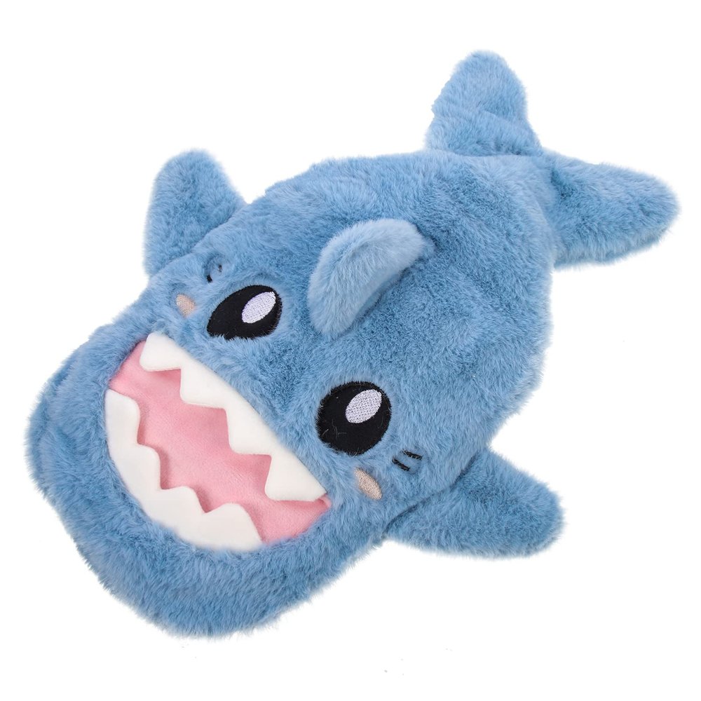 GLEAVI Neck Hot Water Bottle Hot Water Bottle with Cute Stuffed Plush Shark Animal Cover for Hand Warmer for Neck Shoulder and Hand Feet Warmer Blue Refillable Warmer
