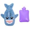 GLEAVI Neck Hot Water Bottle Hot Water Bottle with Cute Stuffed Plush Shark Animal Cover for Hand Warmer for Neck Shoulder and Hand Feet Warmer Blue Refillable Warmer view 2