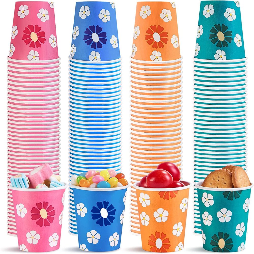 KGKTU 500 Pack 5oz Disposable Paper Cups, Colorful Small Mouthwash Cups for Parties, Picnics, Barbecues, Travel, Events