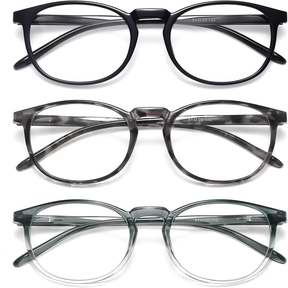 IBOANN Chic & Comfy Blue Light Glasses for Women - 3-Pack Round Frames, Screen-Ready Style with UV Protection Coating