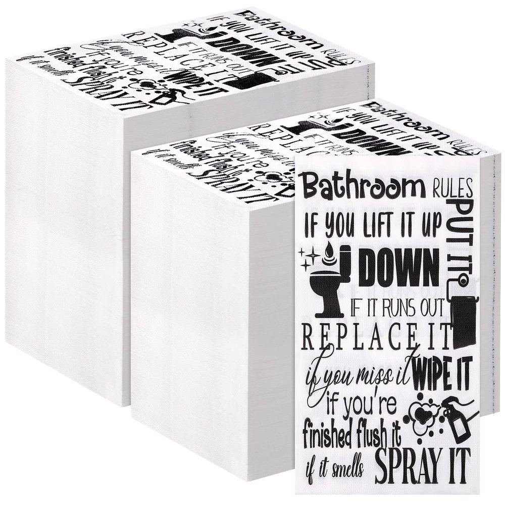 200 Pcs Bathroom Disposable Napkins Guest Paper Towels Bathroom Rules Etiquette Disposable Hand Towels for Room Wedding Birthday Anniversary Supplies