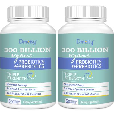 Probiotics for Women and Men, 300 Billion CFU 24 Strains Probiotics + 15 Organic Herbs Prebiotics Blend, Shelf Stable Gut Health Supplement for Digestive Immune & Whole-Body Health, 4 Month Supply