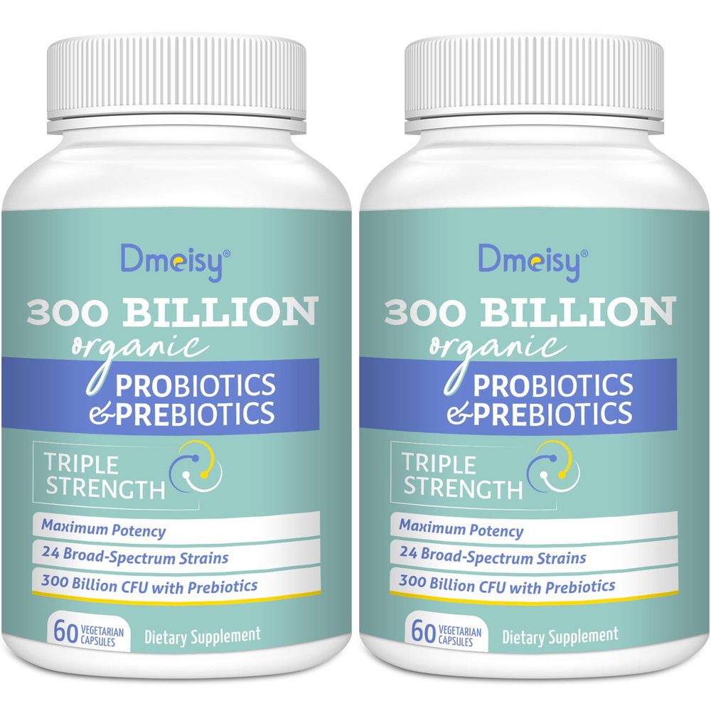 Probiotics for Women and Men, 300 Billion CFU 24 Strains Probiotics + 15 Organic Herbs Prebiotics Blend, Shelf Stable Gut Health Supplement for Digestive Immune & Whole-Body Health, 4 Month Supply