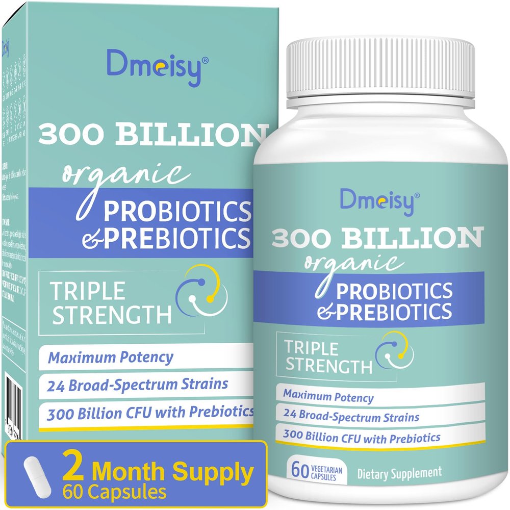 Probiotics for Women and Men, 300 Billion CFU 24 Strains Probiotics + 15 Organic Herbs Prebiotics Blend, Shelf Stable Gut Health Supplement for Digestive Immune & Whole-Body Health, 2 Month Supply