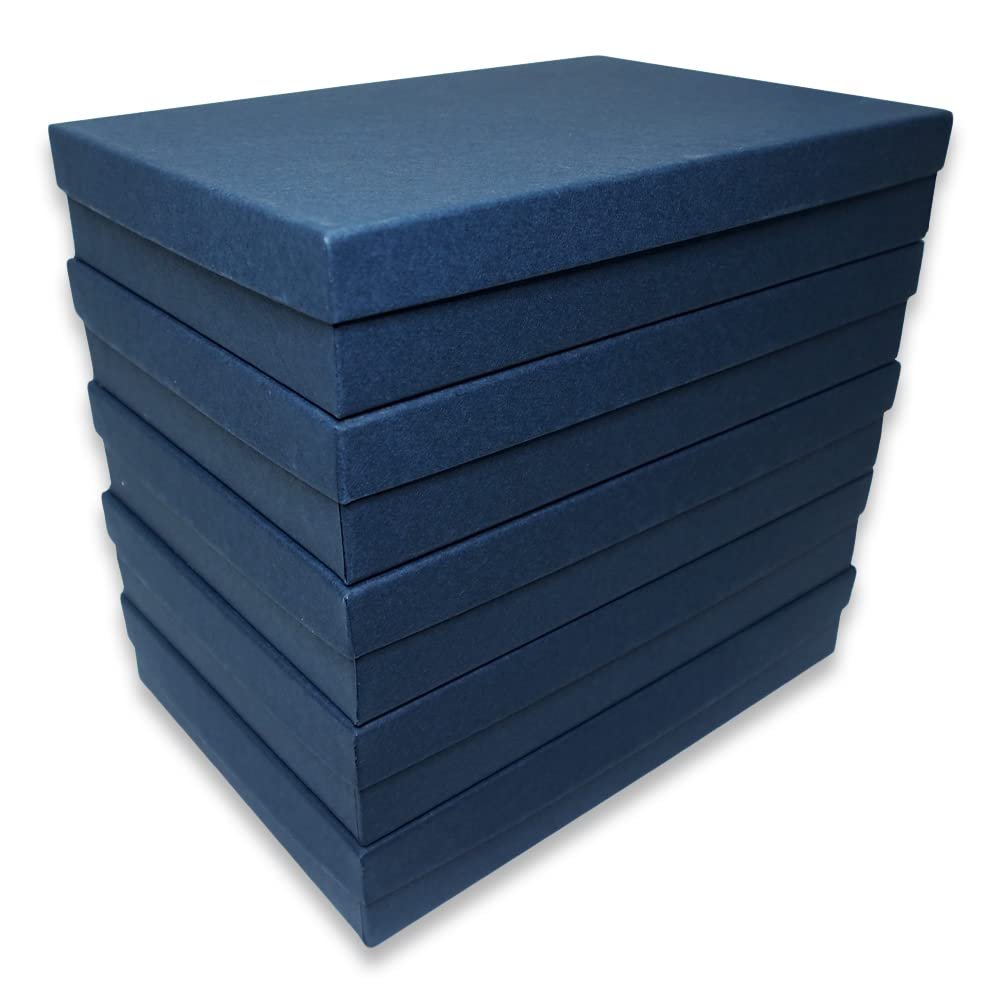 N'icePackaging - 5 Qty - Navy Blue Cotton Filled Gift Boxes - Size 7" x 5" x 1 1/4" - USA Made - Holidays/Birthdays/Sales/Storage/Display/Travel