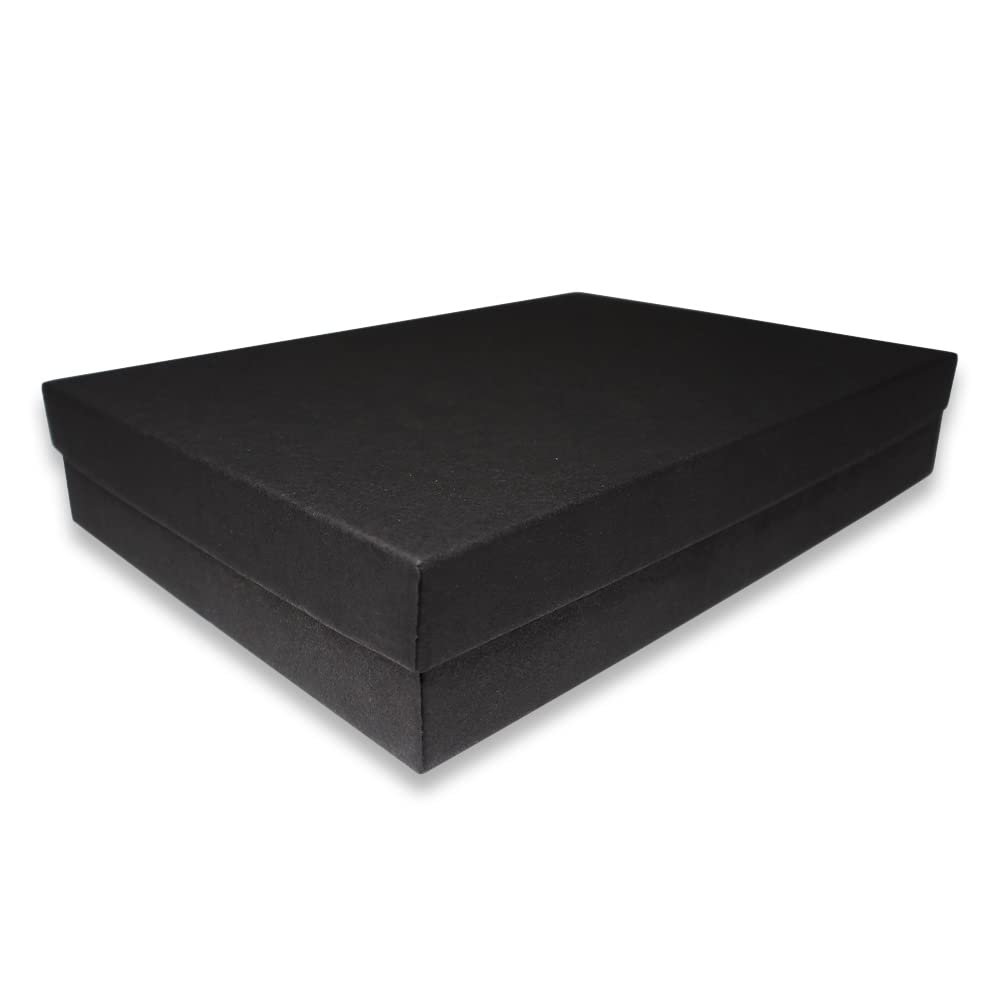 N'icePackaging - 20 Qty - Black Kraft Cotton Filled Gift Boxes - Size 7" x 5" x 1 1/4" - USA Made - Holidays/Birthdays/Sales/Storage/Display/Travel