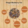 The Whistling Kettle Ginger Blueberry Tea - Sweet Spicy Organic Premium Herbal Tea view 3